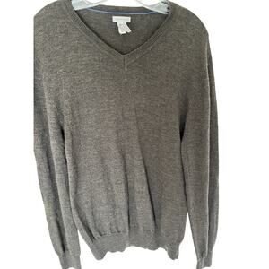 Gap Men Med. Merino Wool Brown V Neck Sweater Jumper, Classic core, Preppy